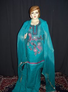 Beads work embroidered ORGANDI Suit CHIFFON dupatta M0239