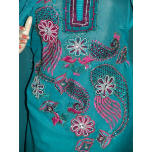 Beads work embroidered ORGANDI Suit CHIFFON dupatta M0239