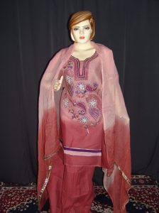 Beads work embroidered ORGANDI Suit CHIFFON dupatta M0240