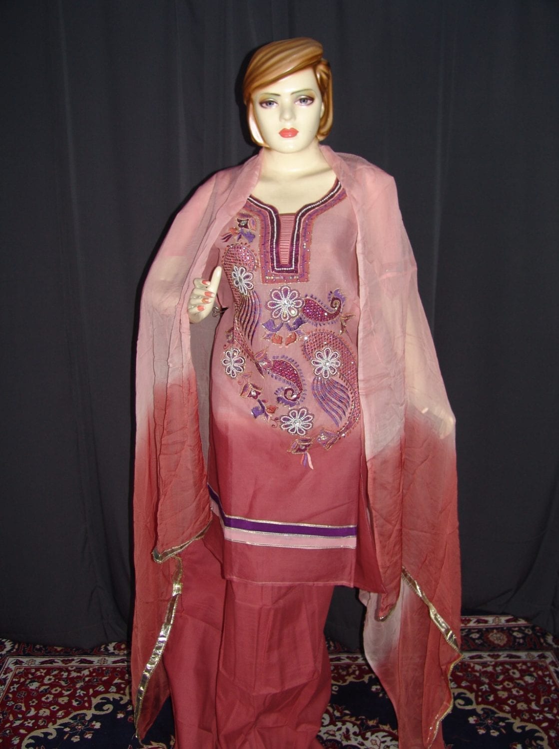 Beads work embroidered ORGANDI Suit CHIFFON dupatta M0240 Beads work embroidered ORGANDI Suit CHIFFON dupatta M0240