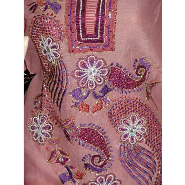 Beads work embroidered ORGANDI Suit CHIFFON dupatta M0240