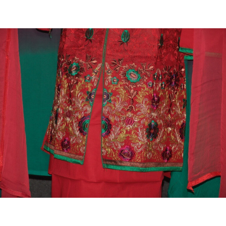 Jaal embroidered COTTON Suit Half Pure CHIFFON chunni M0277