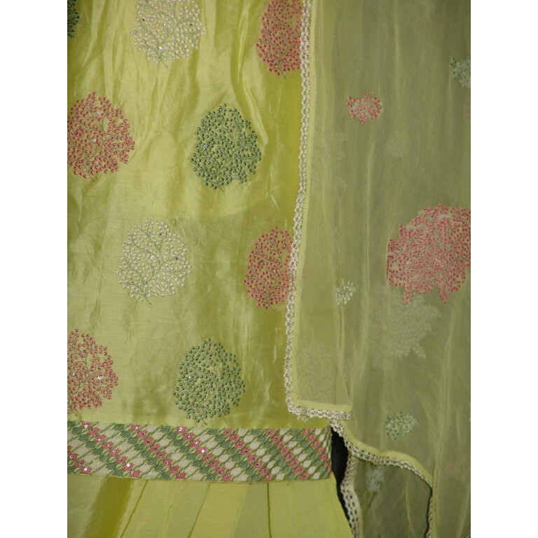 Chanderi Cotton Light Yellow m/c embr Salwar Suit M0292