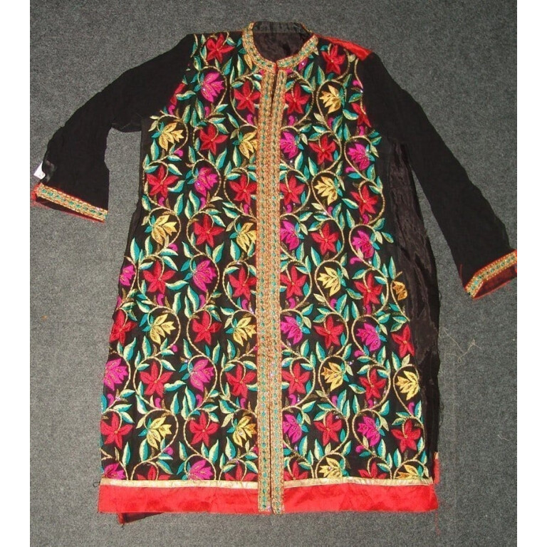 Pakistani ACHKAN style Georgette Embr. Pajami Suit M0308