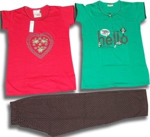 Set of 3 Pieces Soft Cotton Hosiery Fabric Ladies Night Suit M Size (MEDIUM) NS118
