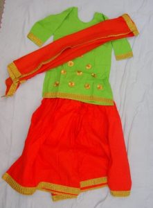 Orange green custom made GIDDHA Costume outfit dance dress