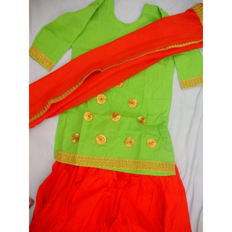 Orange green custom made GIDDHA  Costume outfit dance dress