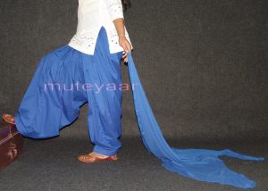 100% Pure Cotton BLUE Patiala Salwar + matching Chiffon dupatta