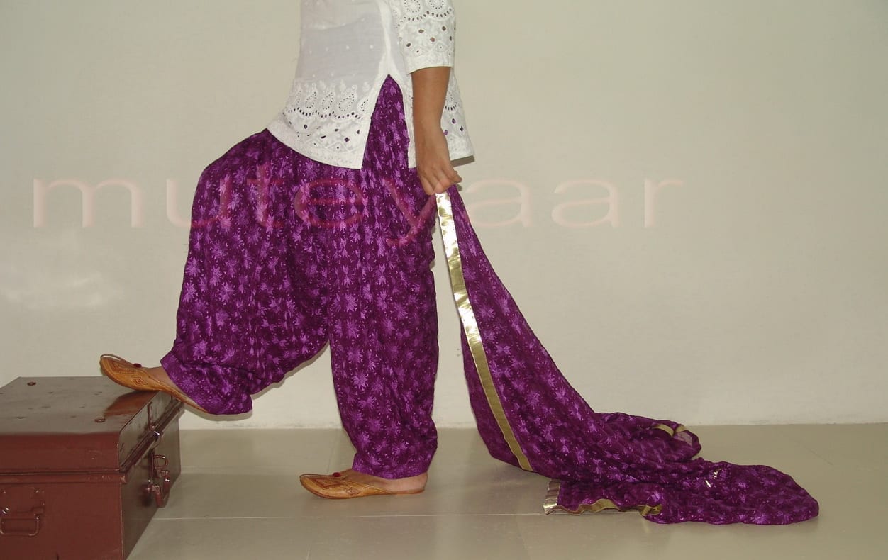 Embroidered PHULKARI Patiala Salwar with matching Dupatta PHS02 Embroidered PHULKARI Patiala Salwar with matching Dupatta PHS02