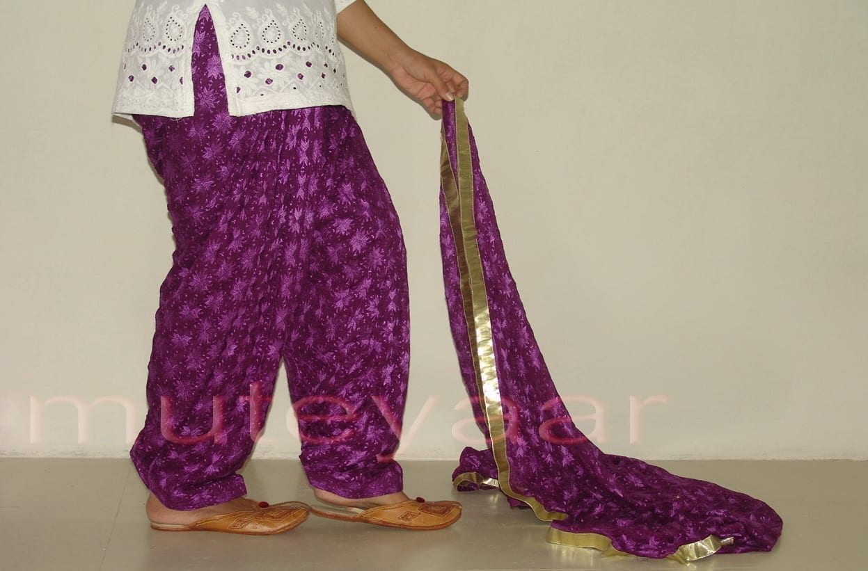 Embroidered PHULKARI Patiala Salwar with matching Dupatta PHS02 Embroidered PHULKARI Patiala Salwar with matching Dupatta PHS02