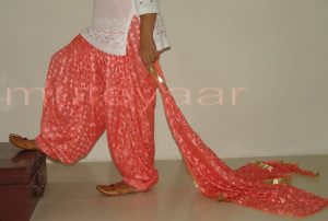 Peach Phulkari Patiala Salwar with matching Dupatta PHS07