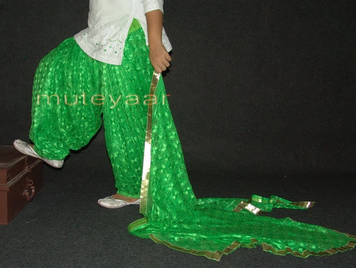 Parrot green Phulkari Patiala Salwar Dupatta PHS18 1