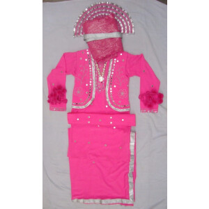 Pink Mirrors work Bhangra dance dress outfit costume