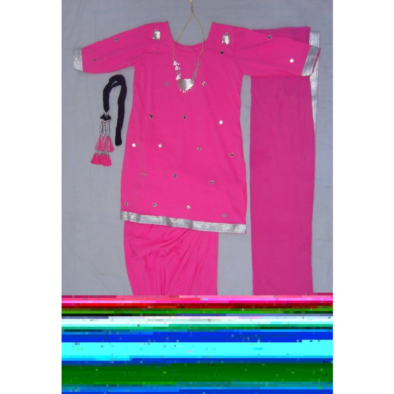 Pink Mirrors work Bhangra dance dress outfit costume