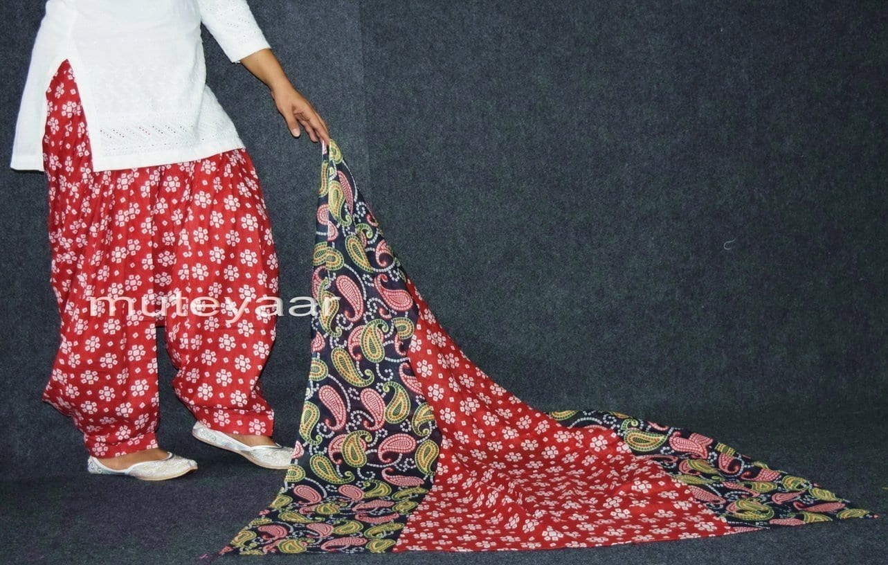 100% Pure Cotton FULL Patiala Salwar + matching cotton printed dupatta PSD164 100% Pure Cotton FULL Patiala Salwar + matching cotton printed dupatta PSD164