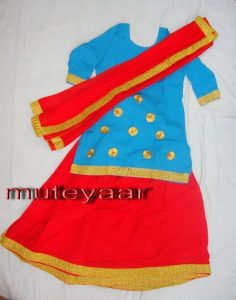 Red Firozi custom made GIDDHA Costume outfit Ghagra dress