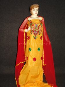 Thread Embroidered Cotton Salwar Suit PURE CHIFFON Dupatta RM243