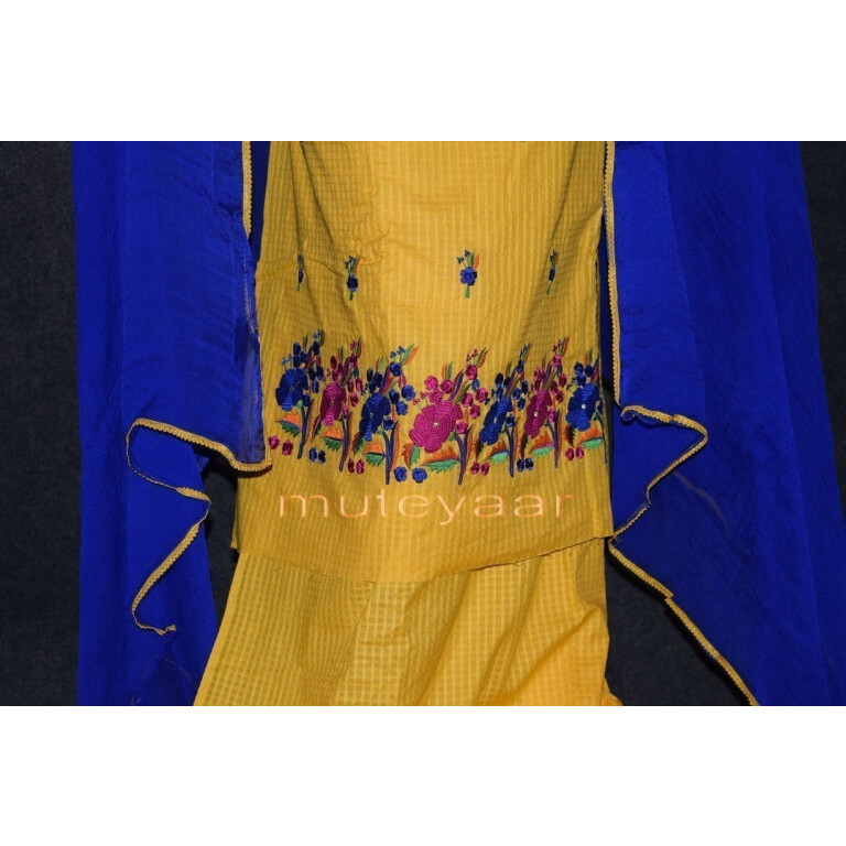 Thread Embroidered100% cotton Salwar Suit PURE CHIFFON Dupatta RM262