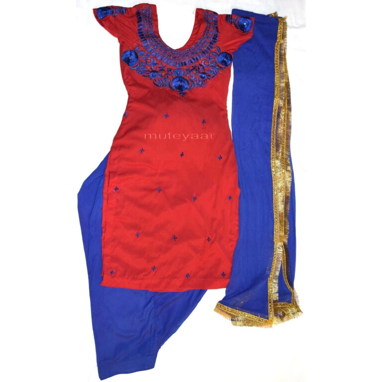 Neck Front & Back embroidered Salwar kameez Suit for Bhangra Giddha RMB271