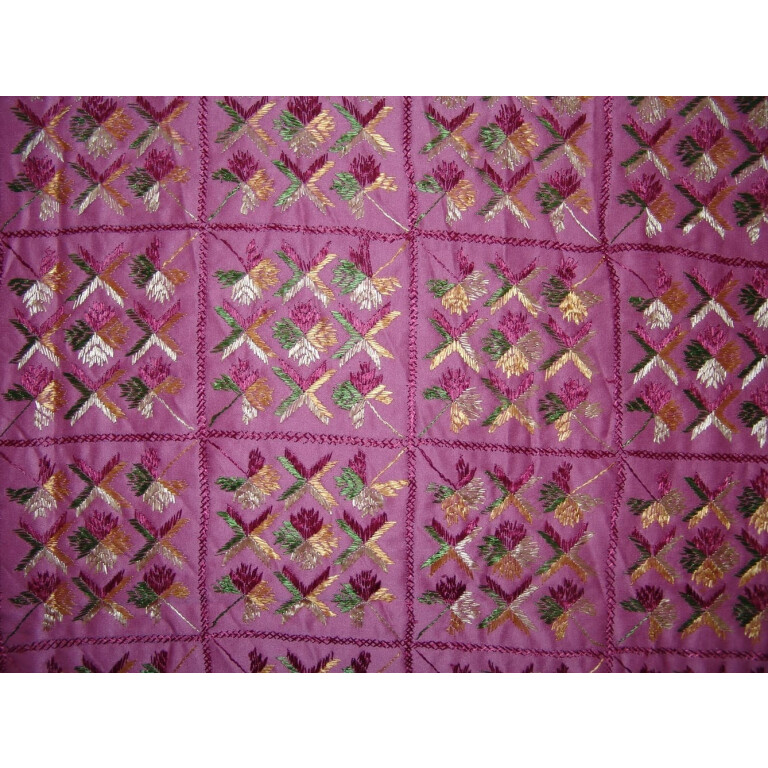 Pink Glazed cotton Jaal Phulkari Hand Embr Bed Cover set Z0039
