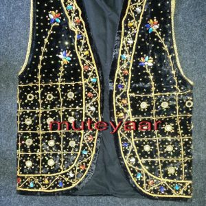 Jaal Embroidered BLACK vest for Bhangra dance costume