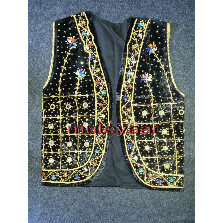 Jaal Embroidered BLACK vest for Bhangra dance costume  / outfit