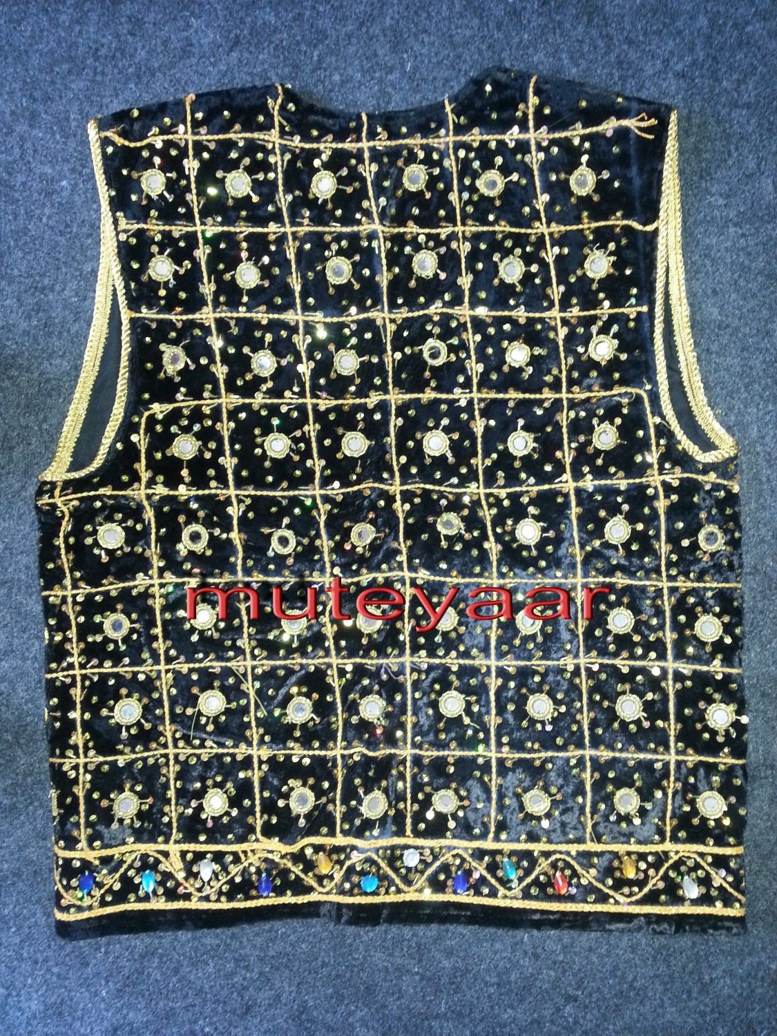 Jaal Embroidered BLACK vest for Bhangra dance costume / outfit Jaal Embroidered BLACK vest for Bhangra dance costume / outfit