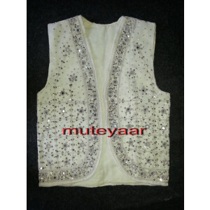 Jaal Embroidered WHITE vest for Bhangra Costume