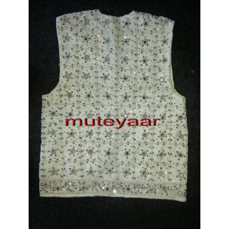 Jaal Embroidered WHITE vest for Bhangra dance costume  / outfit