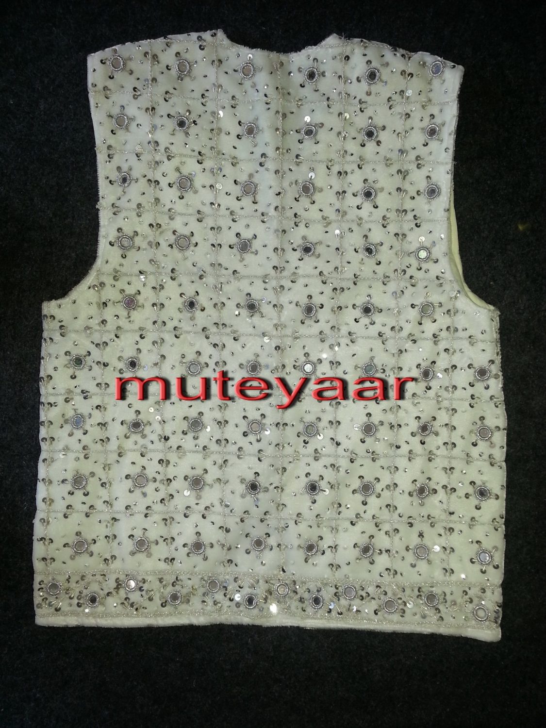 Jaal Embroidered WHITE vest for Bhangra Costume 2