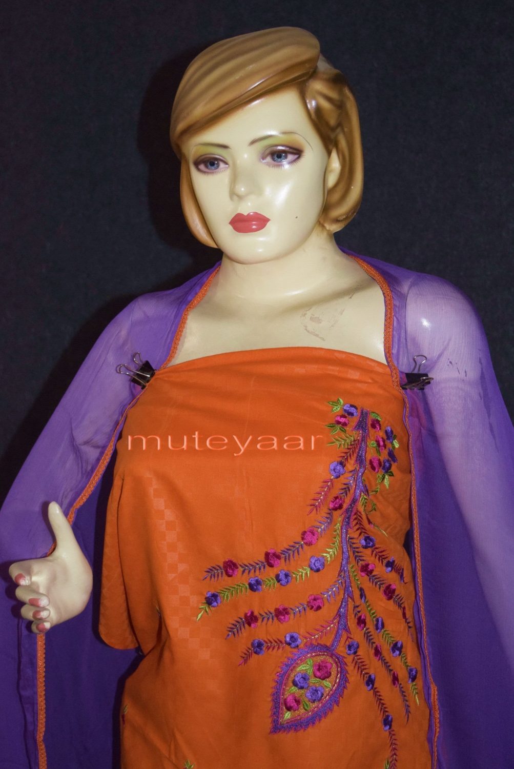 Designer Embroidery 100% cotton Salwar Suit PURE CHIFFON Dupatta RM292 5