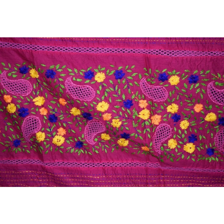 Designer Cotton Jali Hand Embroidered Partywear Dupatta D0763