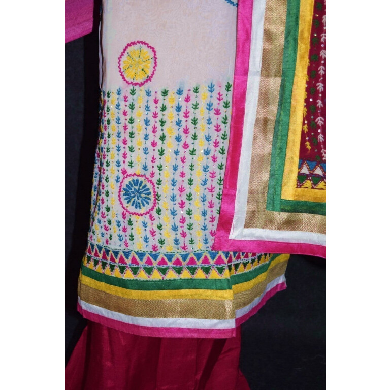 Party Wear Georgette hand Embroidered Salwar kameez stole suit set F0657