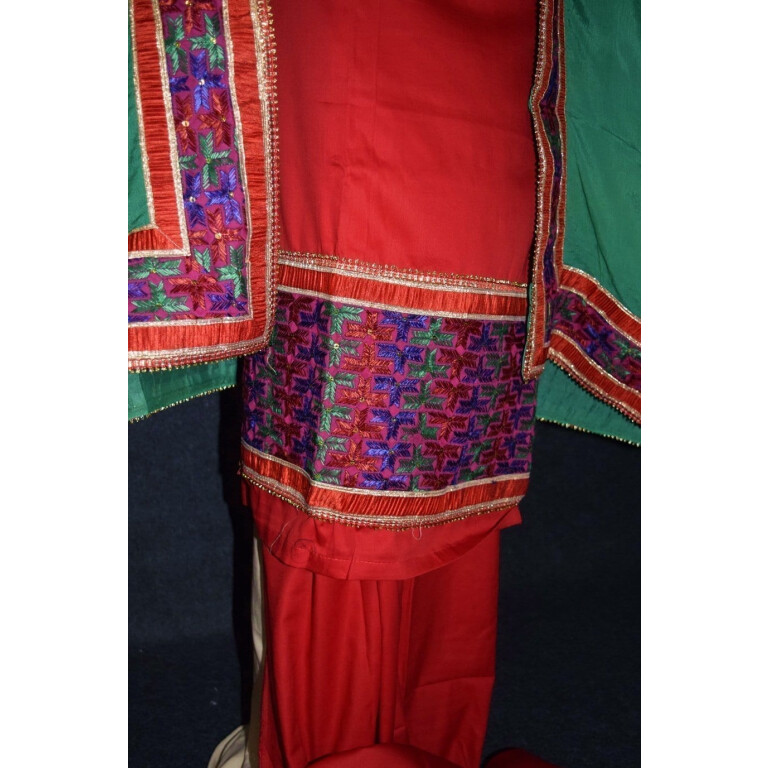 Glazed Cotton Hand Embroidered Salwar kameez suit CHINON DUPATTA set F0661