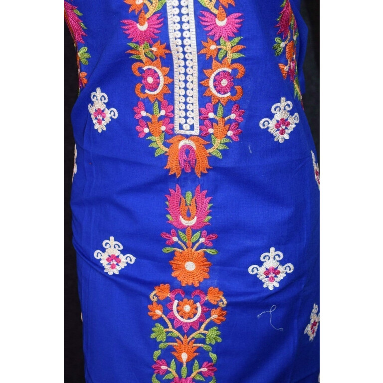 Pure Cotton Unstitched Embroidered Party Wear Kurti / kameez Fabric Cloth K0347