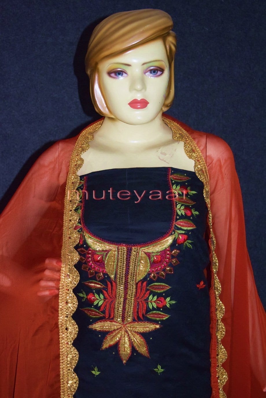 Designer Gota Patti Embroidery Boutique Suit Cotton Salwar Kameez CHIFFON Dupatta RM313 3