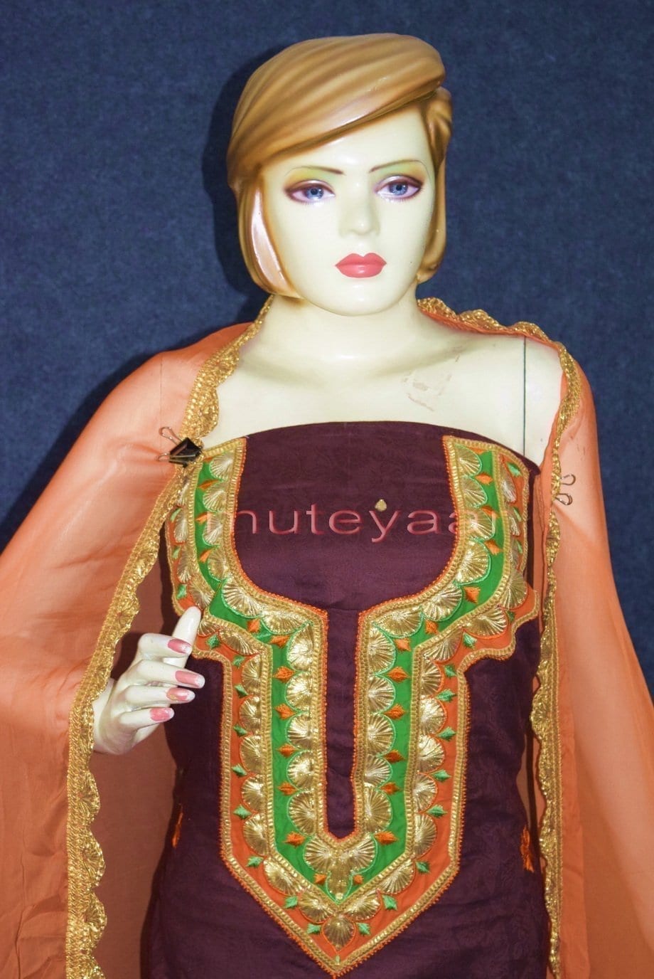 Designer Embroidery 100% cotton Salwar Suit CHIFFON Dupatta RM314 2