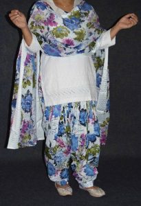 100% Pure Cotton Printed Patiala Salwar Dupatta with CHIKAN kurti complete suit PS027