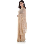 Fawn Phulkari Saree Embroidered Faux Chiffon Sari S10
