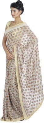 White Phulkari Saree Allover Embroidered party wear Faux Chiffon Saree S8 White Phulkari Saree Allover Embroidered party wear Faux Chiffon Saree S8