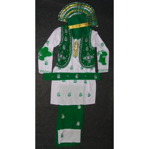 Green White Bhangra Dance Costume outfit dress ready to wear