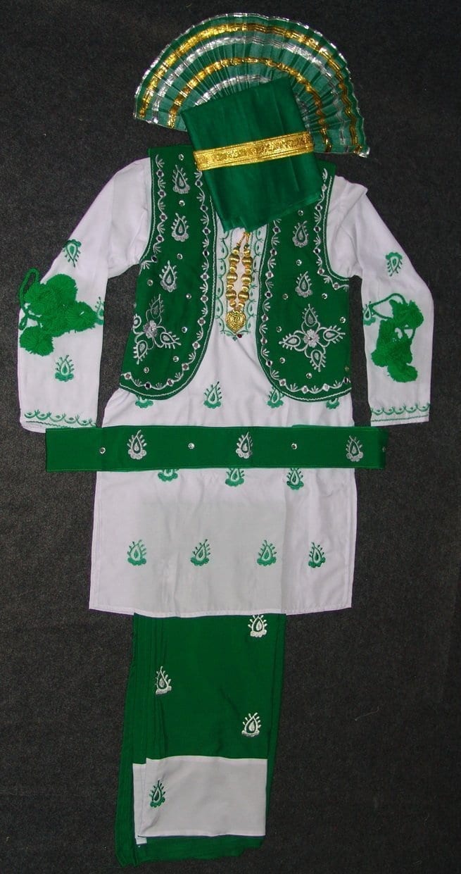 Green White Bhangra Dance Costume outfit dress ready to wear 1