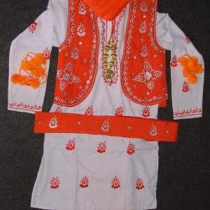 Orange White Bhangra dance Costume outfit dress- ready to wear