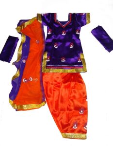 Purple Orange Girl’s embroidered Bhangra Costume outfit dress