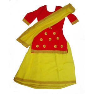 Red Yellow custom made GIDDHA  Costume outfit GHAGRA dress