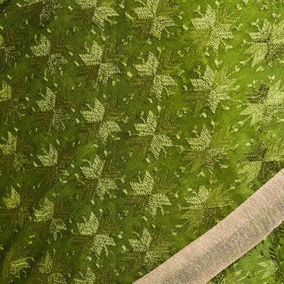Mehendi Green Phulkari Allover Self Embroidered party wear Faux Chiffon Sari S15 Mehendi Green Phulkari Allover Self Embroidered party wear Faux Chiffon Sari S15