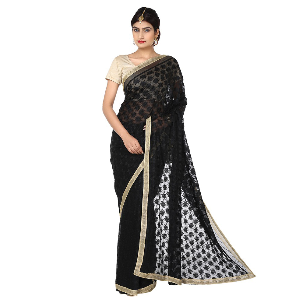 Black Phulkari Saree s11 Black Phulkari Saree s11