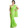 Parrot Green Phulkari Allover Self Embroidered party wear Faux Chiffon Saree S3