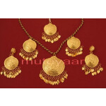 24 Ct. Gold Plated Handmade Necklace Earrings set with matching Tikka J0113