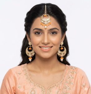 Gold Plated Traditional Punjabi Earrings Tikka set J0238